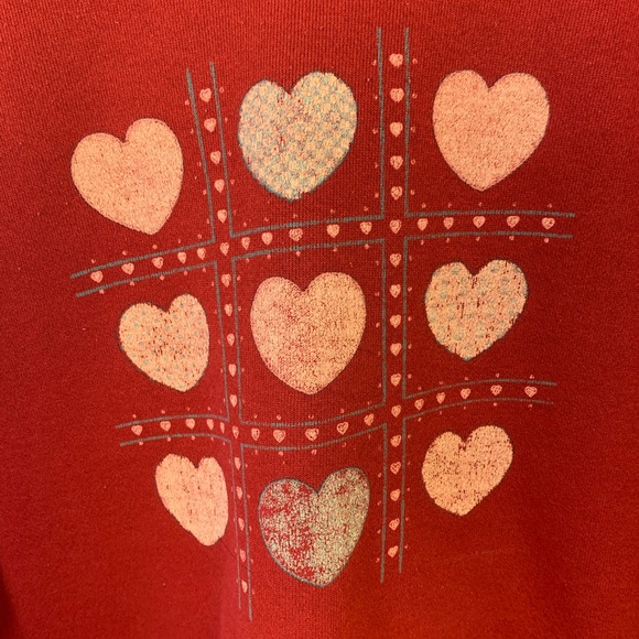 Vtg Oversized Sweatshirt Graphic Pullover Heart XL - Picture 2 of 5